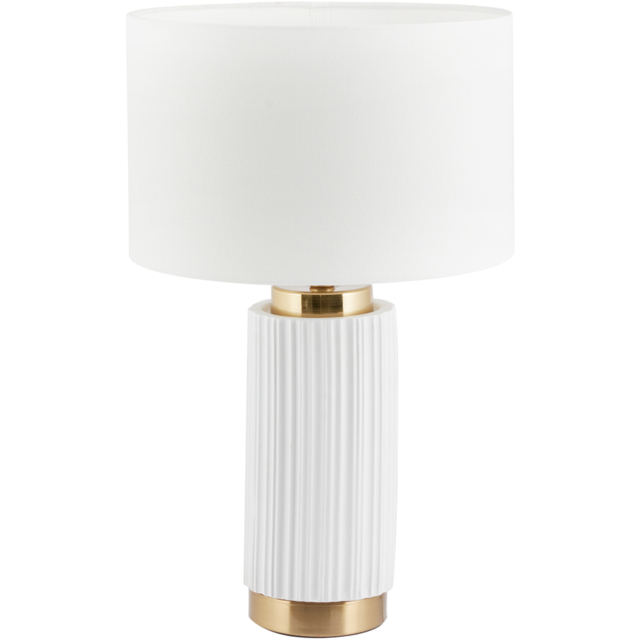 Pacific Lifestyle Ionic White Textured Ceramic and Gold Metal Table Lamp - Wilko - image 1