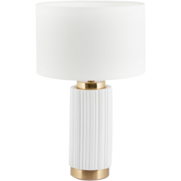 Pacific Lifestyle Ionic White Textured Ceramic and Gold Metal Table Lamp - Wilko - thumbnail 1
