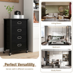 Costway 4 Drawer Black Mobile Filing Cabinet - Size: 68 x 33 x 13cm - Multi - Wilko - thumbnail 6