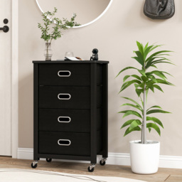 Costway 4 Drawer Black Mobile Filing Cabinet - Size: 68 x 33 x 13cm - Multi - Wilko - thumbnail 4