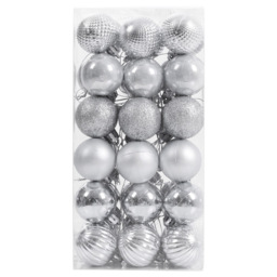 Living and Home Silver Bauble 36 Pack - Wilko