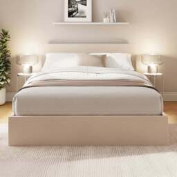 GFW Double Natural Velvet End Lift Ottoman Bed - Wilko