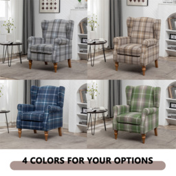 Furniture One Grey Check Fabric Wing Back Fireside Armchair - Size: Single - Wilko - thumbnail 7