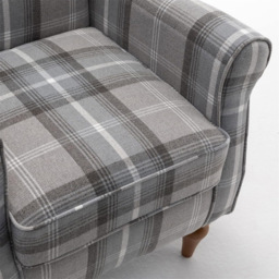 Furniture One Grey Check Fabric Wing Back Fireside Armchair - Size: Single - Wilko - thumbnail 4