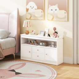 Costway 2 Door 2 Drawer Single Shelf White Wooden Kids Toy Storage Organiser - Size: 106 x 30 x 62cm - Wilko - thumbnail 5