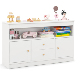 Costway 2 Door 2 Drawer Single Shelf White Wooden Kids Toy Storage Organiser - Size: 106 x 30 x 62cm - Wilko - thumbnail 3