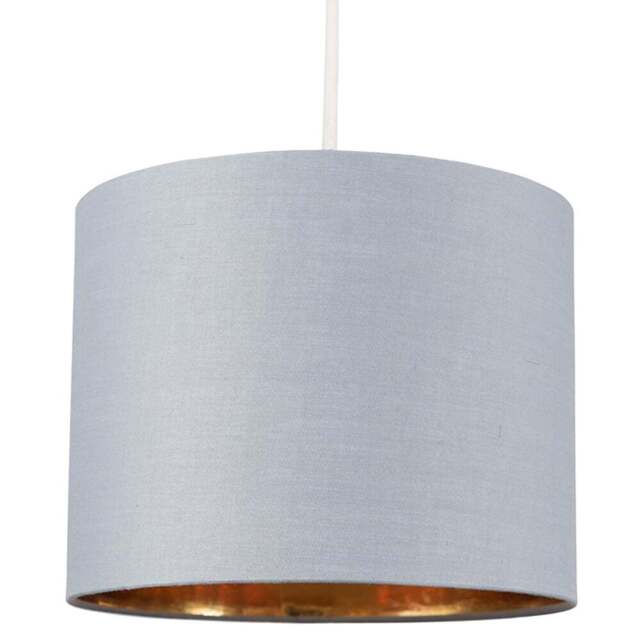 ValueLights Reni Grey and Metallic Gold Small Ceiling Drum Lamp Shade - Size: 34.5 x 20 x 34.5cm - Wilko - image 1