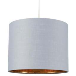 ValueLights Reni Grey and Metallic Gold Small Ceiling Drum Lamp Shade - Size: 34.5 x 20 x 34.5cm - Wilko