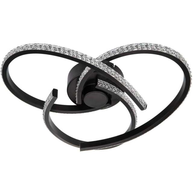 Cosylyte Moora 3 Light Matt Black Curved Beaded LED Ceiling Light - Size: 45 x 42 x 16cm - Wilko - image 1
