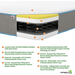 Starlight Beds Single Bubble Hybrid Memory Foam Layer Open Coil Spring Mattress - Grey - Wilko - thumbnail 6