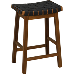 Costway Black Faux Leather Counter Height Saddle Bar Stool Set of 2 - Size: 67 x 47 x 17cm - Multi - Wilko - thumbnail 4