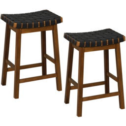 Costway Black Faux Leather Counter Height Saddle Bar Stool Set of 2 - Size: 67 x 47 x 17cm - Multi - Wilko - thumbnail 3