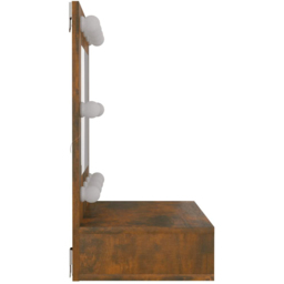 vidaXL 4 Open Shelf Smoked Oak LED Mirror Bathroom Cabinet - Size: 62 x 60 x 31.5cm - Brown - Wilko - thumbnail 6