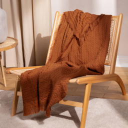 Yard Abel Pecan Waffle Fringed Throw 130 x 180cm - Size: 180 x 130cm - Brown - Yard Living - Wilko - thumbnail 3