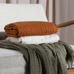 Yard Abel Pecan Waffle Fringed Throw 130 x 180cm - Size: 180 x 130cm - Brown - Yard Living - Wilko - thumbnail 5