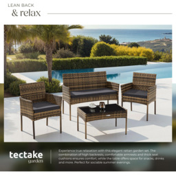 tectake Palese 4 Seater Nature Rattan Garden Sofa Set - Brown - Wilko - thumbnail 6