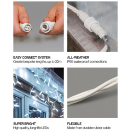 Eagle Connect 180 Cool White LED White Icicle Light 7m - Size: 51 x 30 x 9cm - Wilko - thumbnail 5
