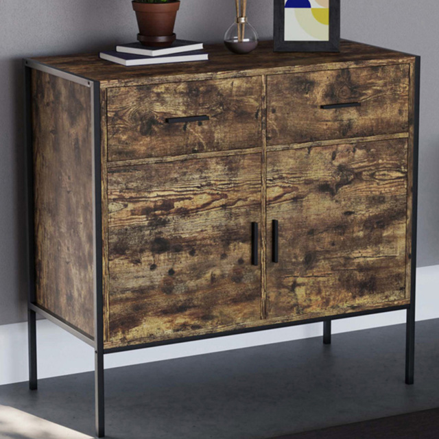Vida Designs Brooklyn 2 Door 2 Drawer Dark Wood Sideboard - Size: 40 x 83 x 79cm - Brown - Wilko - image 1
