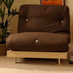Brooklyn Single Sleeper Chocolate Cream Futon Base and Mattress - Chocolate/Cream - Wilko