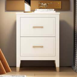 Palazzi 2 Drawer White Wide Bedside Table - Wilko - thumbnail 1