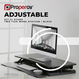 ProperAV 2 Tier Gaming Desk Black - Size: 88.5 x 49 x 18.5cm - Wilko - thumbnail 7
