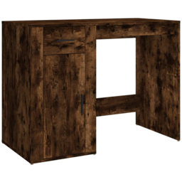 vidaXL Single Door Single Drawer Computer Desk Smoked Oak - Size: 75 x 100 x 49cm - Brown - Wilko - thumbnail 3