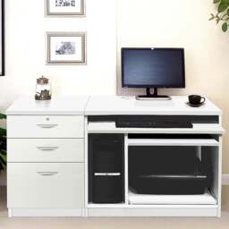R White Cabinets 2 Drawer Single Cabinet Set-06 Computer Desk White - Size: 72.8 x 132.9 x 54cm - Wilko - thumbnail 1