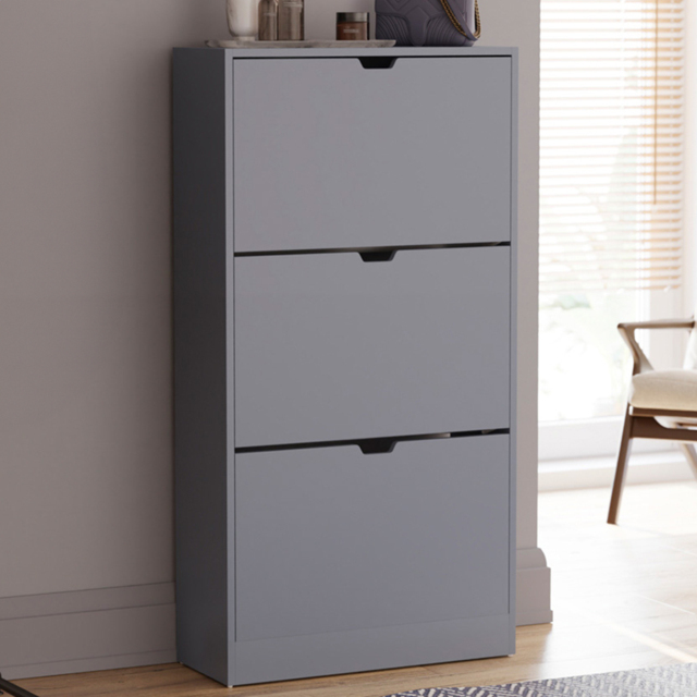 VIDA DESIGNS 3 Drawer Grey Shoe Cabinet - Wilko - image 1