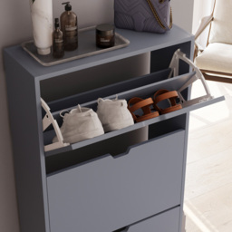 VIDA DESIGNS 3 Drawer Grey Shoe Cabinet - Wilko - thumbnail 5