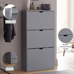 VIDA DESIGNS 3 Drawer Grey Shoe Cabinet - Wilko - thumbnail 7