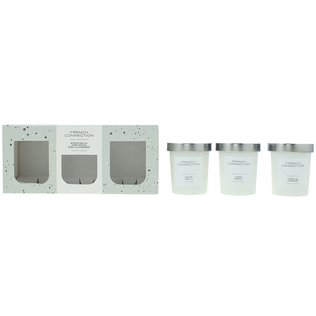 French Connection White Collection Scented Candle 3 Piece Gift Set - Size: 9 x 6.6 x 20.8cm - n/a - Wilko - image 1