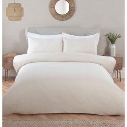My Home Malvern Waffle King Size Natural Duvet Cover and Pillowcase Set - Wilko