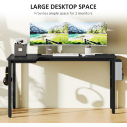 HOMCOM L Shaped Corner Computer Desk with Fabric Bag and Hooks Black - Size: 76 x 81 x 145cm - Wilko - thumbnail 6