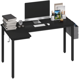 HOMCOM L Shaped Corner Computer Desk with Fabric Bag and Hooks Black - Size: 76 x 81 x 145cm - Wilko - thumbnail 3
