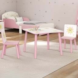 AIYAPLAY 3 Piece Pink Kids Table Set - Size: 44 x 60 x 60cm - Wilko - thumbnail 1