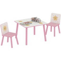 AIYAPLAY 3 Piece Pink Kids Table Set - Size: 44 x 60 x 60cm - Wilko - thumbnail 3