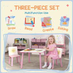 AIYAPLAY 3 Piece Pink Kids Table Set - Size: 44 x 60 x 60cm - Wilko - thumbnail 5