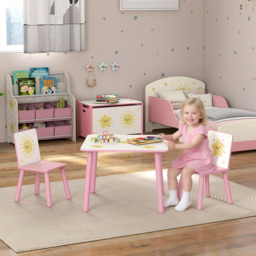 AIYAPLAY 3 Piece Pink Kids Table Set - Size: 44 x 60 x 60cm - Wilko - thumbnail 4