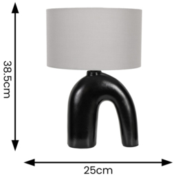 ValueLights Lia Grey Fabric Drum Shade Black Arch Abstract Ceramic LED Table Lamp - Size: 38.5 x 25 x 25cm - Wilko - thumbnail 5