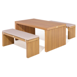 Rowlinson Kyoto 4 Seater Natural Dining Bench Set with Cushions - Brown - Wilko - thumbnail 3
