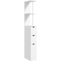 HOMCOM 2 Shelf 2 Drawer White Tall Bathroom Storage Cabinet - Size: 136.5 cm x 33.0 cm x 15.0 cmcm - Wilko - thumbnail 3