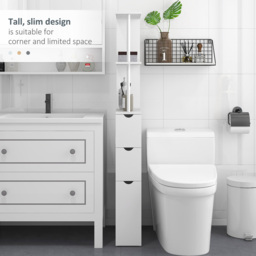 HOMCOM 2 Shelf 2 Drawer White Tall Bathroom Storage Cabinet - Size: 136.5 cm x 33.0 cm x 15.0 cmcm - Wilko - thumbnail 6