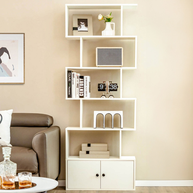 Costway 2 Door 5 Shelf White Bookcase - Wilko - image 1