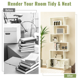 Costway 2 Door 5 Shelf White Bookcase - Wilko - thumbnail 7