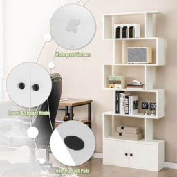 Costway 2 Door 5 Shelf White Bookcase - Wilko - thumbnail 6