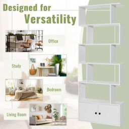 Costway 2 Door 5 Shelf White Bookcase - Wilko - thumbnail 5