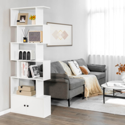 Costway 2 Door 5 Shelf White Bookcase - Wilko - thumbnail 4
