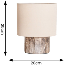 ValueLights Melanie Natural Linen Lamp Shade Dark Marble Effect LED Table Lamp - Size: 25 x 20 x 20cm - Brown - Wilko - thumbnail 5
