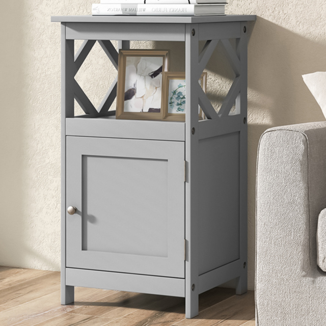 Costway Single Door Single Shelf Grey Bathroom Floor Cabinet - Size: 86 x 47 x 12cm - Wilko - image 1
