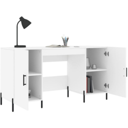 vidaXL 2 Door Modern Desk White - Size: 75 x 140 x 50cm - Wilko - thumbnail 5